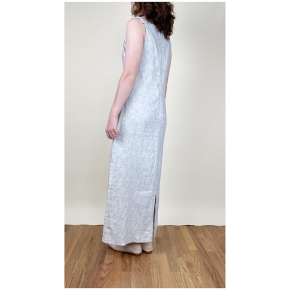 Vintage 100% Linen Gap Maxi Dress Floral Summer Sun Coastal Cowgirl Boho Beach - Picture 4 of 8